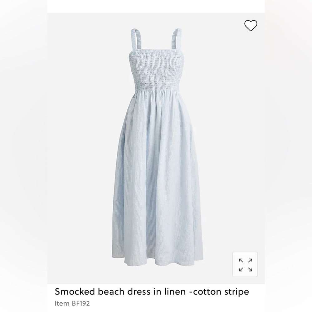 J. crew M Smocked beach dress in linen-cotton stripe